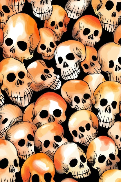 Ilustración de dibujos animados de esqueleto de calavera de Halloween