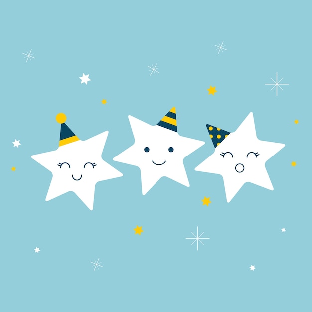 Ilustración de dibujos animados de estrellas en estilo de navidad vector