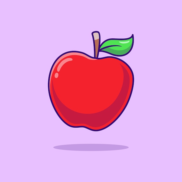 Ilustración de dibujos animados de fruta de manzana roja vectorial