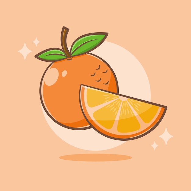 Ilustración de dibujos animados de fruta naranja fresca