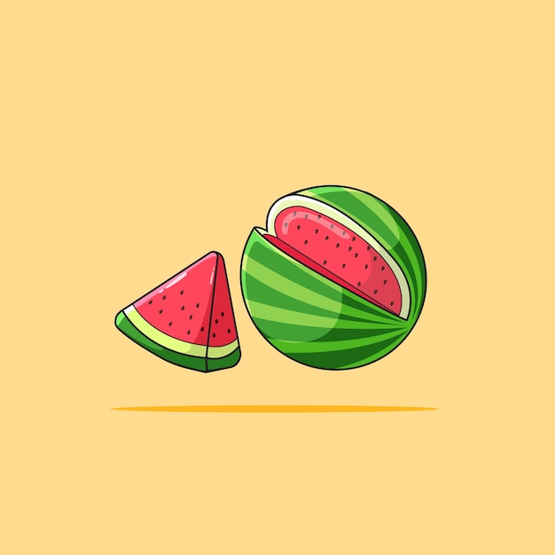 Vector ilustración de dibujos animados de frutas de sandía estilo de dibujos animados plana vector