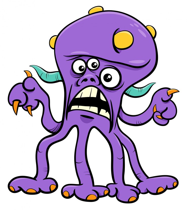 Vector ilustración de dibujos animados de funny monster o miedo fantasía personaje