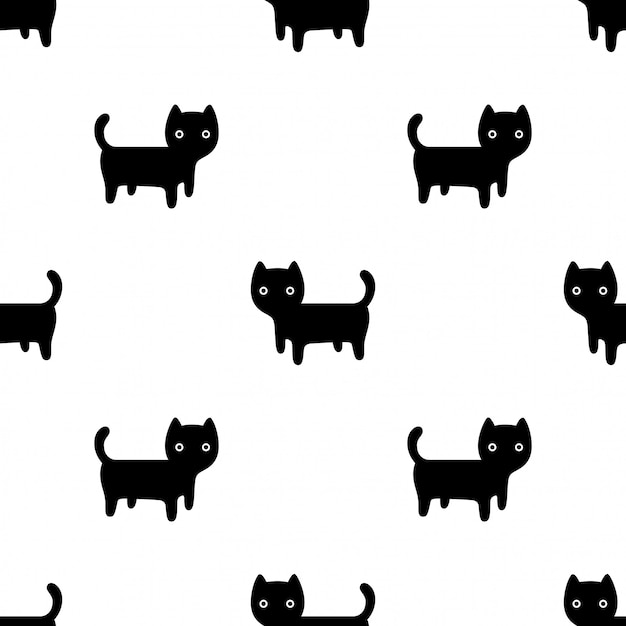 Ilustración de dibujos animados de gatito gato de patrones sin fisuras