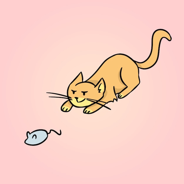 Ilustración de dibujos animados de gato de caza