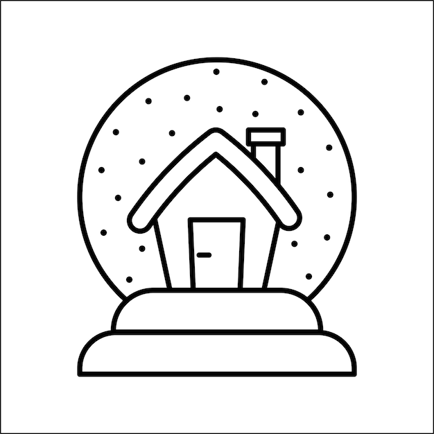 Vector ilustración de dibujos animados de globo de nieve de vidrio con diseño decorativo navideño de la casa