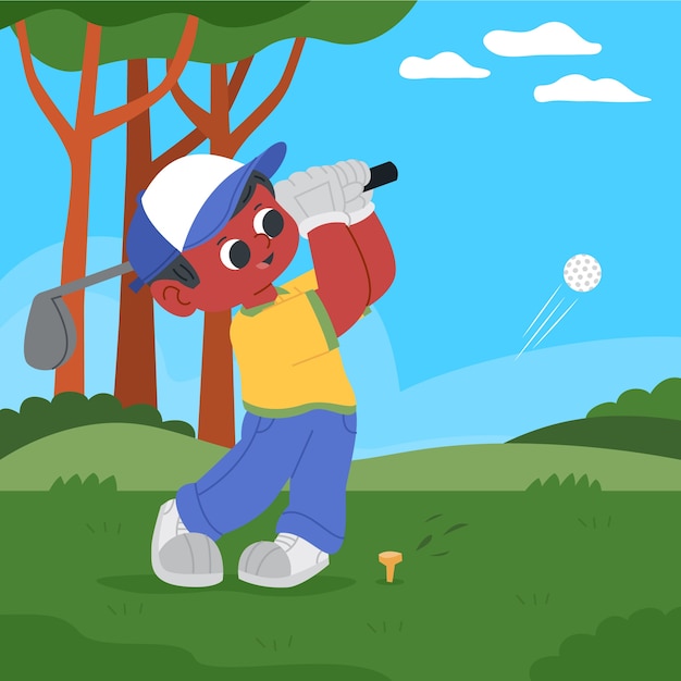 Ilustración de dibujos animados de golf dibujados a mano