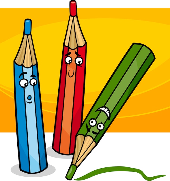 Vector ilustración de dibujos animados graciosos crayones