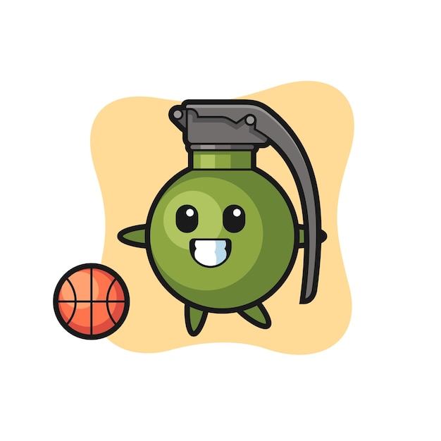 La ilustración de dibujos animados de granadas está jugando al baloncesto