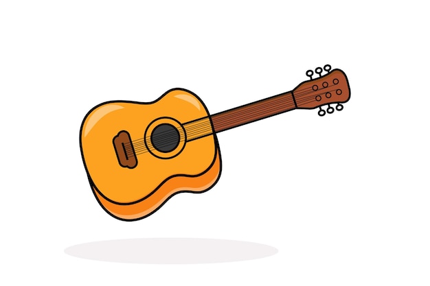 Ilustración de dibujos animados de una guitarra acústica