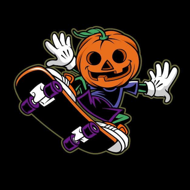 Ilustración de dibujos animados de halloween skate