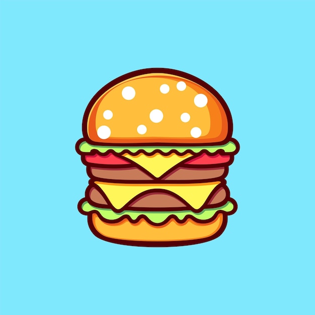 Ilustración de dibujos animados de hamburguesa estilo de dibujos animados plano