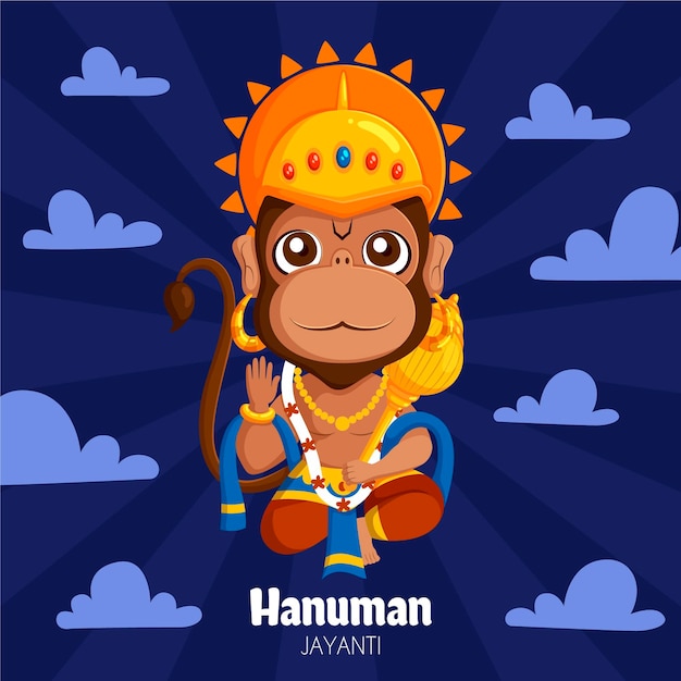 Ilustración de dibujos animados hanuman jayanti