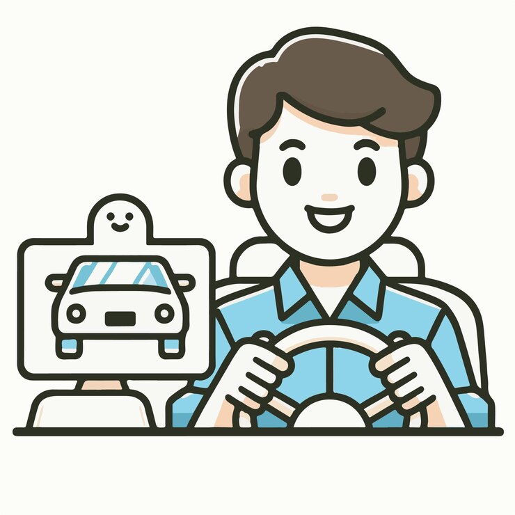 Vector ilustración de dibujos animados de happy driver