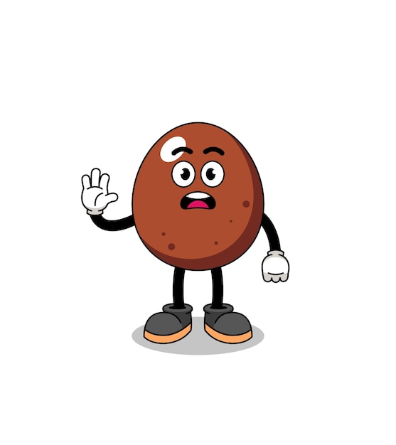 Ilustración de dibujos animados de huevo de chocolate haciendo diseño de personajes de mano de parada