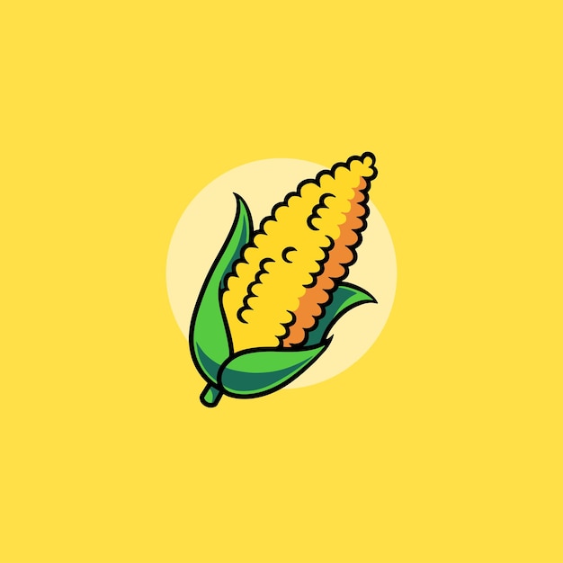 Ilustración de dibujos animados de icono de maíz simple