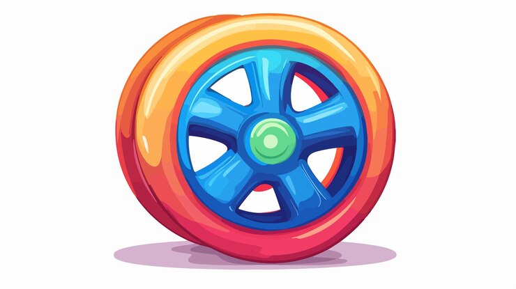 Vector ilustración de dibujos animados del icono de la rueda vector ab aislado