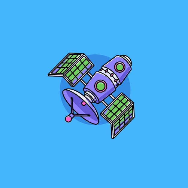 Ilustración de dibujos animados de icono de satélite fresco