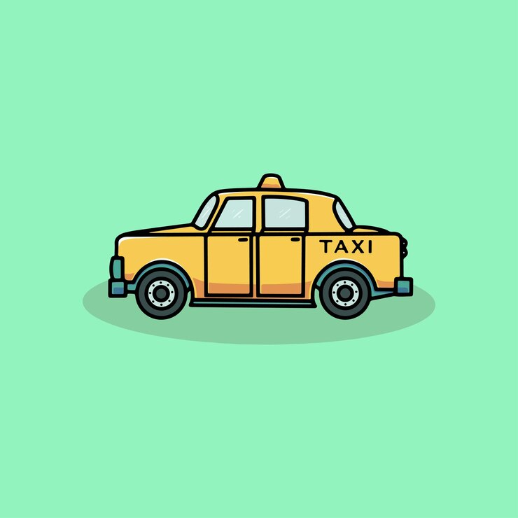Ilustración de dibujos animados de icono de taxi fresco