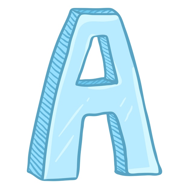 Ilustración de dibujos animados individuales de vector Letra azul hielo A