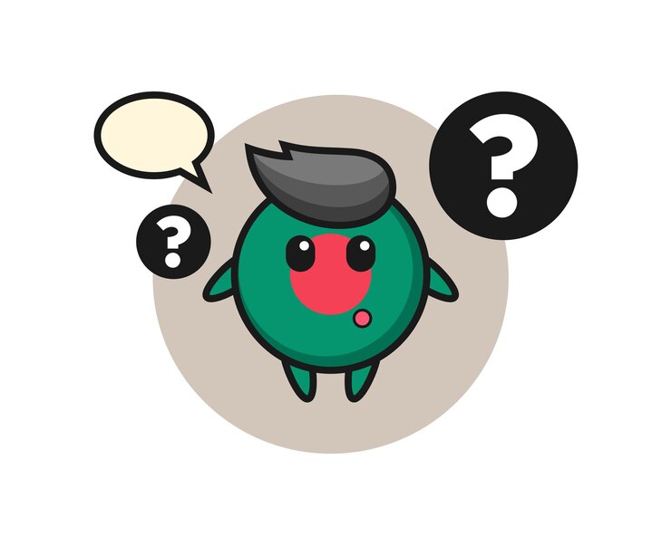 Vector ilustración de dibujos animados de la insignia de la bandera de bangladesh con el signo de interrogación, diseño de estilo lindo para camiseta, pegatina, elemento de logotipo