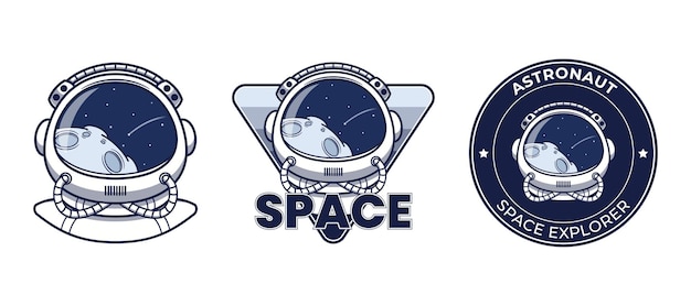 Vector ilustración de dibujos animados de insignia de pegatina de astronauta espacial