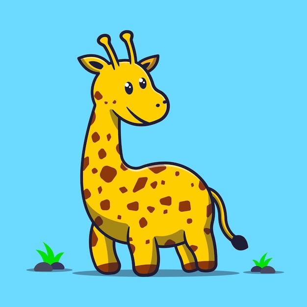 Ilustración de dibujos animados de jirafa. Linda jirafa ilustración vectorial