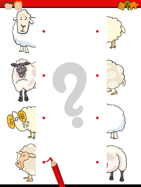 Ilustración de dibujos animados juego de educación