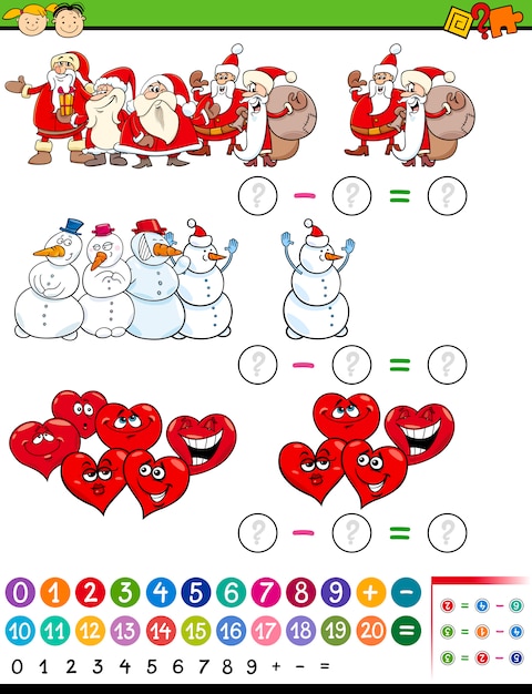 Ilustración de dibujos animados de juego de matemáticas