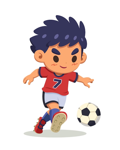 Vector ilustración de dibujos animados de jugador de fútbol de estilo lindo