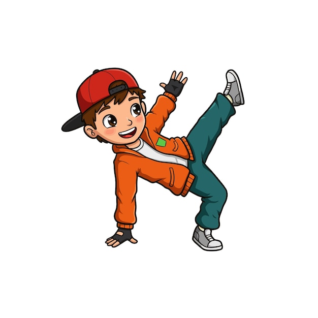 Ilustración de dibujos animados de Kid Breakdancing