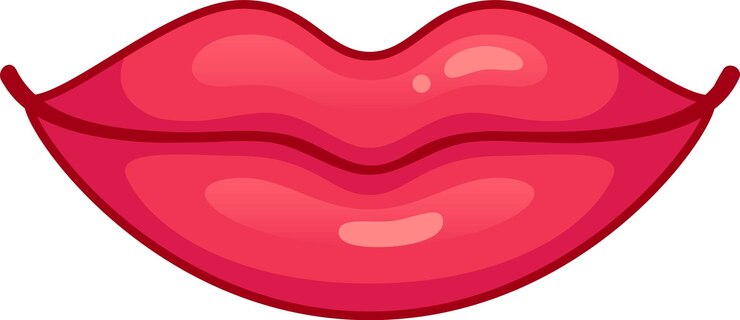 Vector ilustración de dibujos animados de labios rojos que expresan un beso o un discurso aislados sobre un fondo blanco