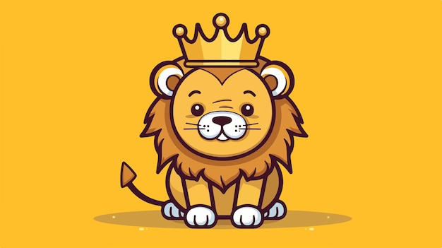 una ilustración de dibujos animados de un león con una corona en la cabeza
