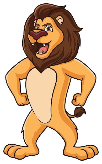 Ilustración de dibujos animados de un león enojado rugiendo