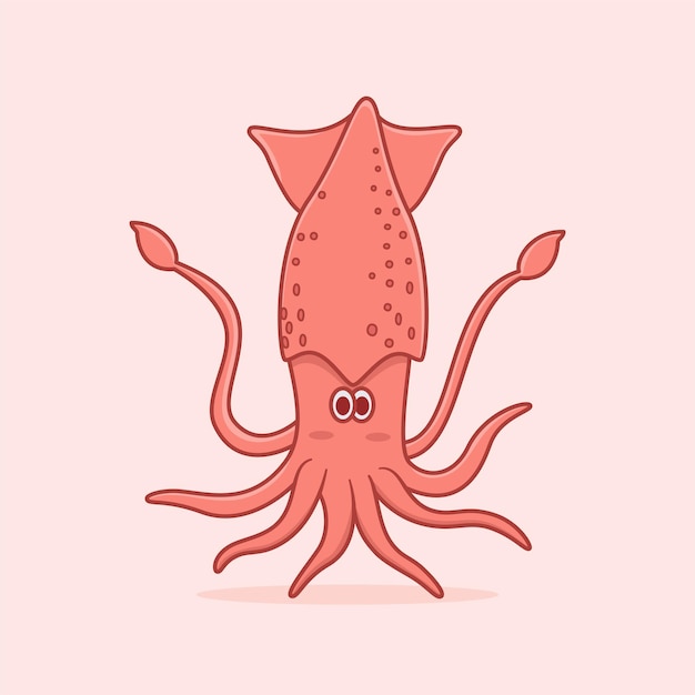 Ilustración de dibujos animados lindo calamar