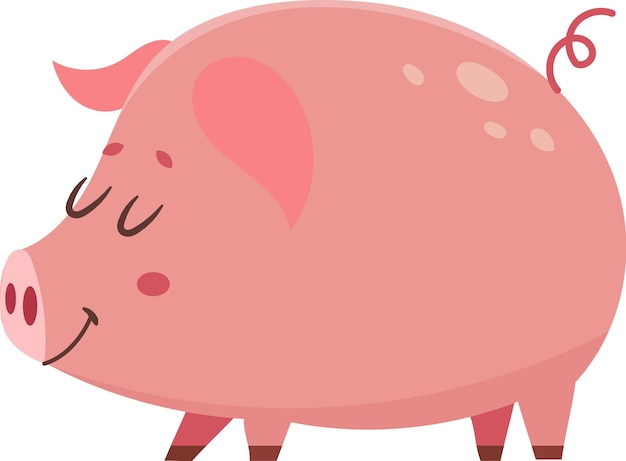 Ilustración de dibujos animados de un lindo cerdo rosado caminando felizmente aislado sobre un fondo blanco perfecto para niños39s libros materiales educativos o cualquier proyecto que necesite un toque de encanto de la granja