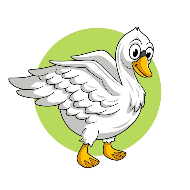 Ilustración de dibujos animados lindo cisne aislado