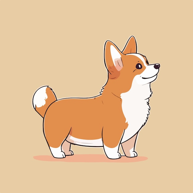 Ilustración de dibujos animados lindo corgi. Perro vectorial aislado.