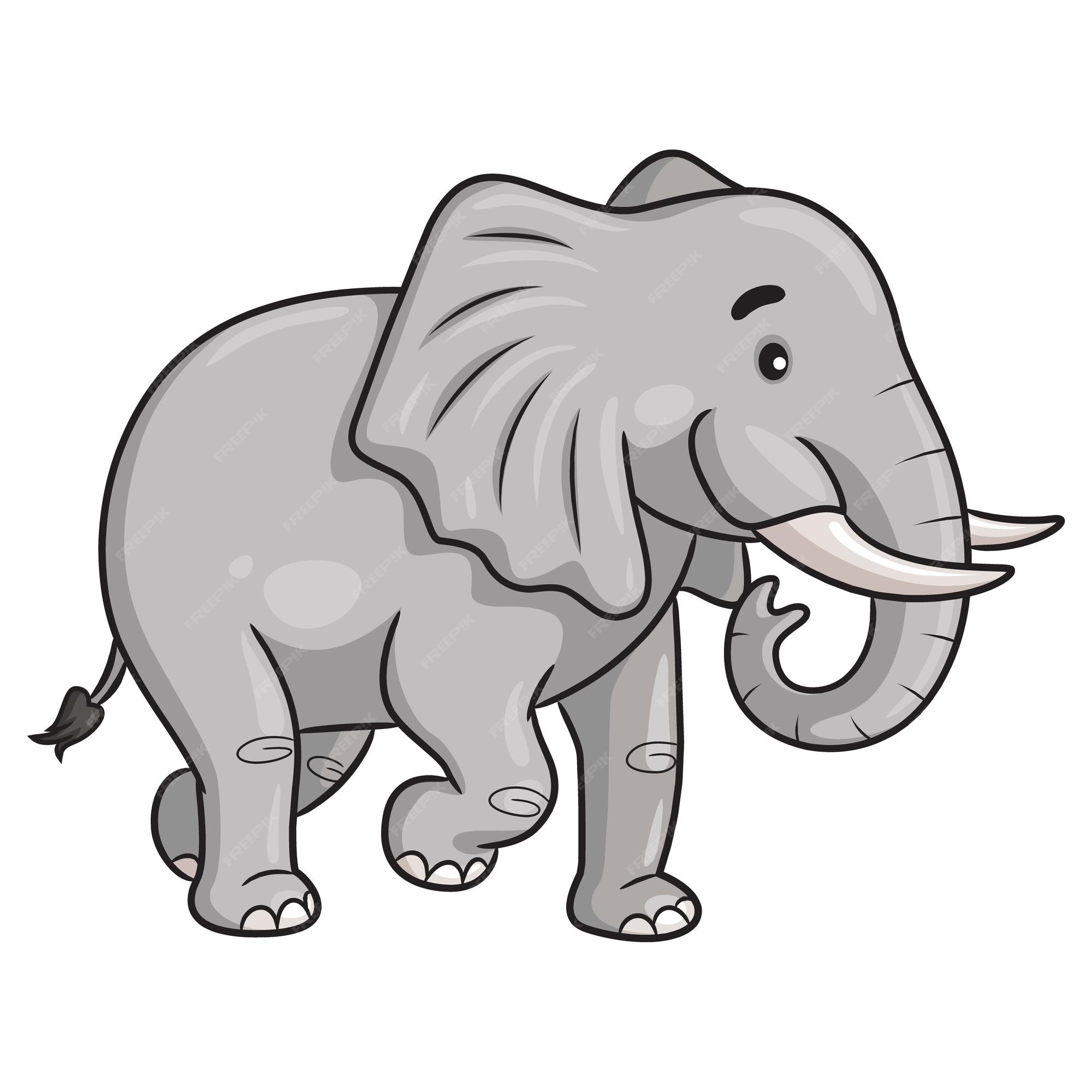 Ilustración de dibujos animados lindo elefante gris caminando | Vector  Premium