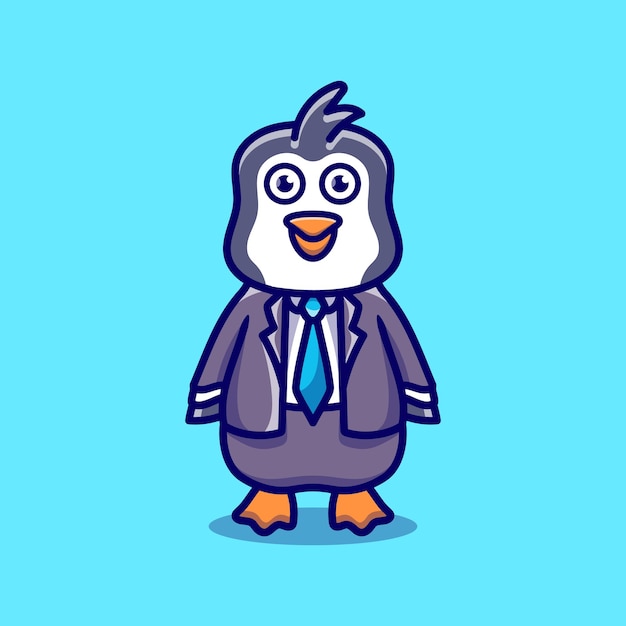 Ilustración de dibujos animados lindo empresario jefe pingüino