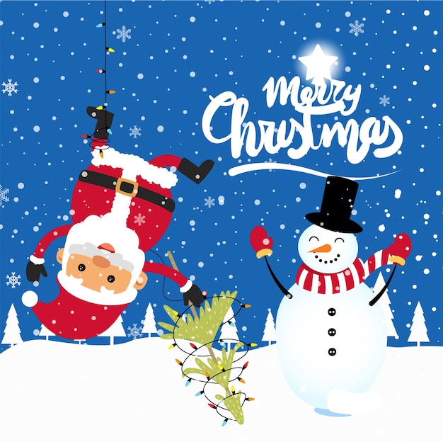 Ilustración de dibujos animados lindo feliz Navidad