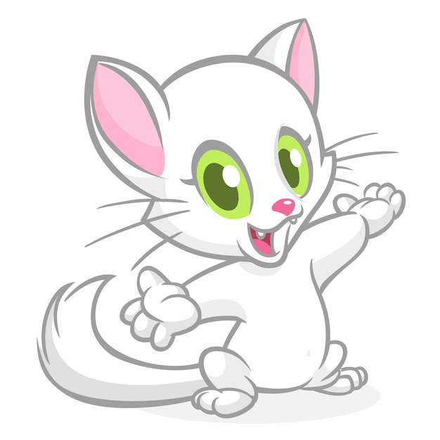 Ilustración de dibujos animados lindo gato blanco