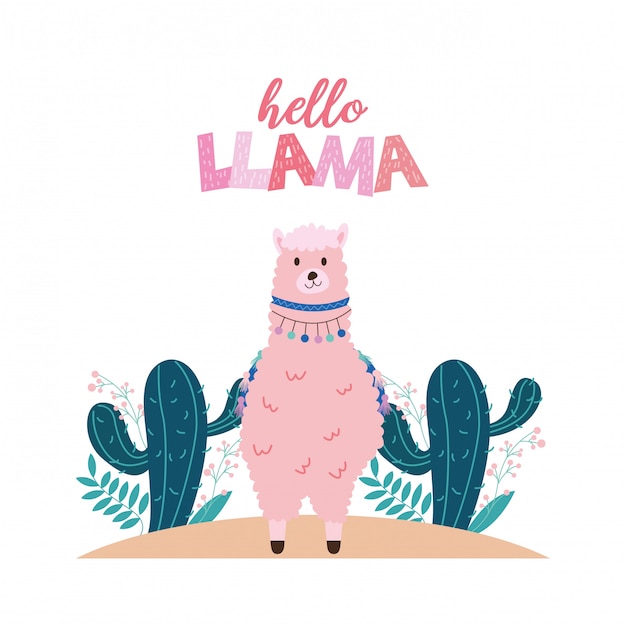 Ilustración de dibujos animados lindo llama