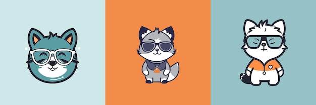 Ilustración de dibujos animados lindo mapache kawaii