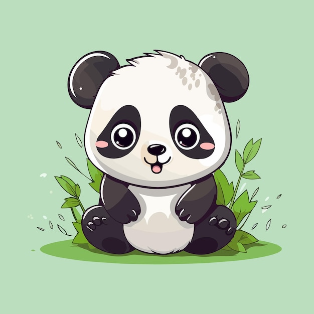 Vector ilustración de dibujos animados lindo panda