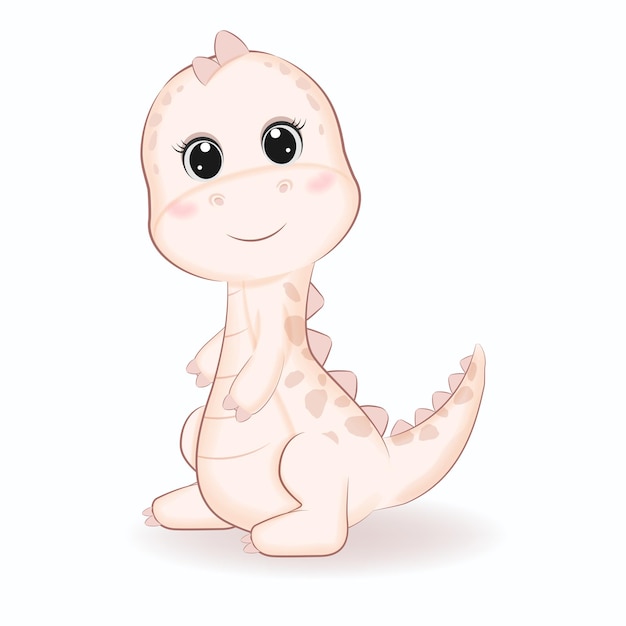 Ilustración de dibujos animados lindo pequeño dinosaurio