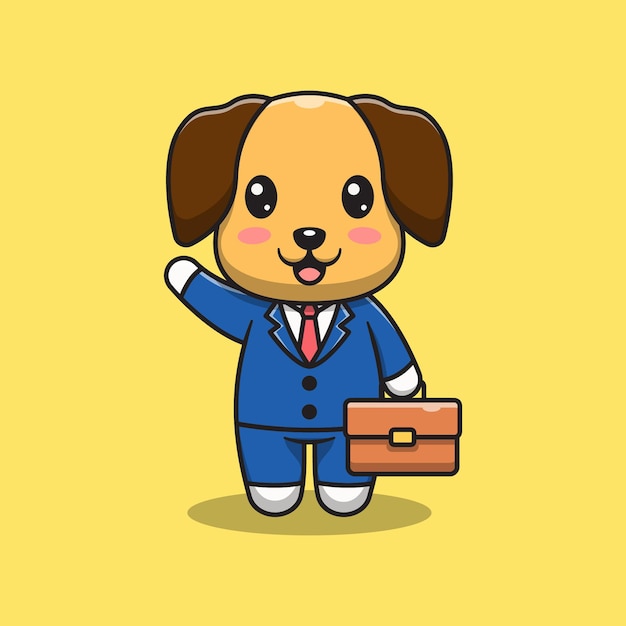 Vector ilustración de dibujos animados lindo perro empresario