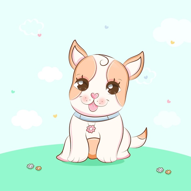 Ilustración de dibujos animados lindo perro Vector Premium