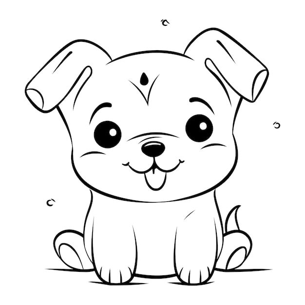 Ilustración de dibujos animados de lindo personaje animal perro para coloring book