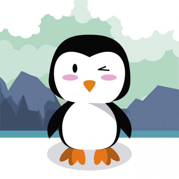 Ilustración de dibujos animados lindo pingüino