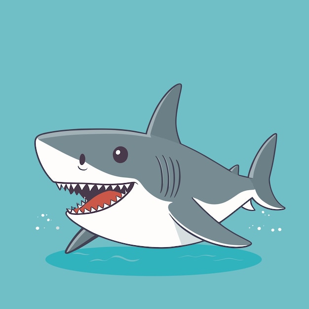 Ilustración de dibujos animados lindo tiburón